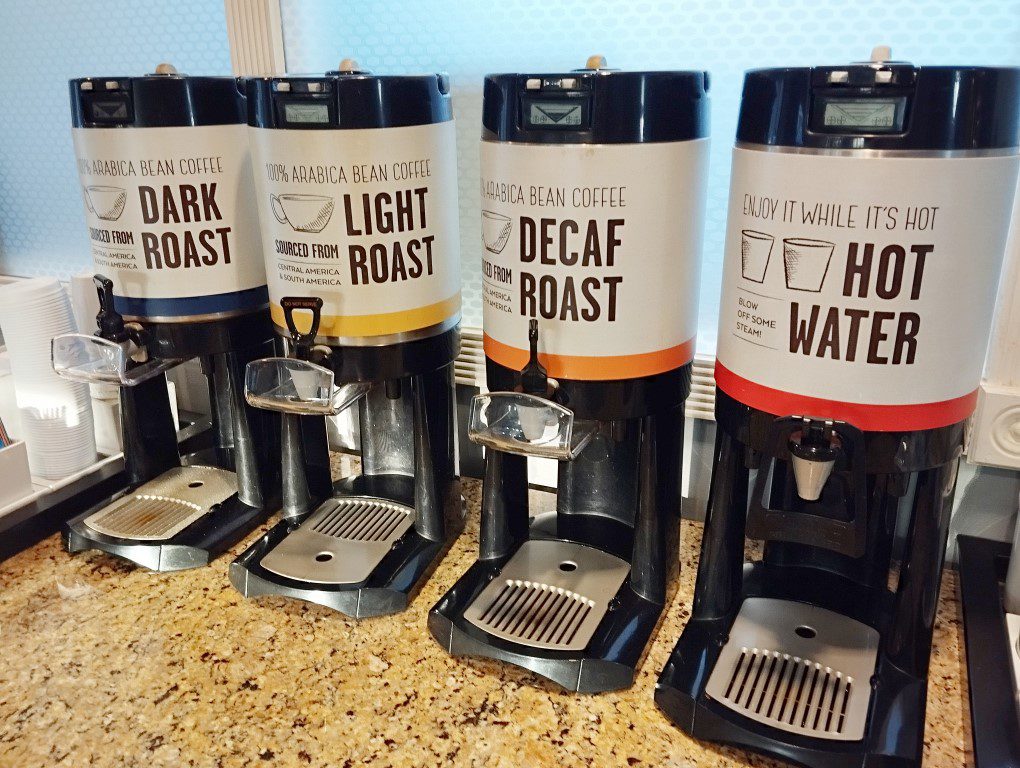 Hampton Inn & Suites Charlotte Arrowood Road Review - Hot Breakfast Buffet Coffee and Tea