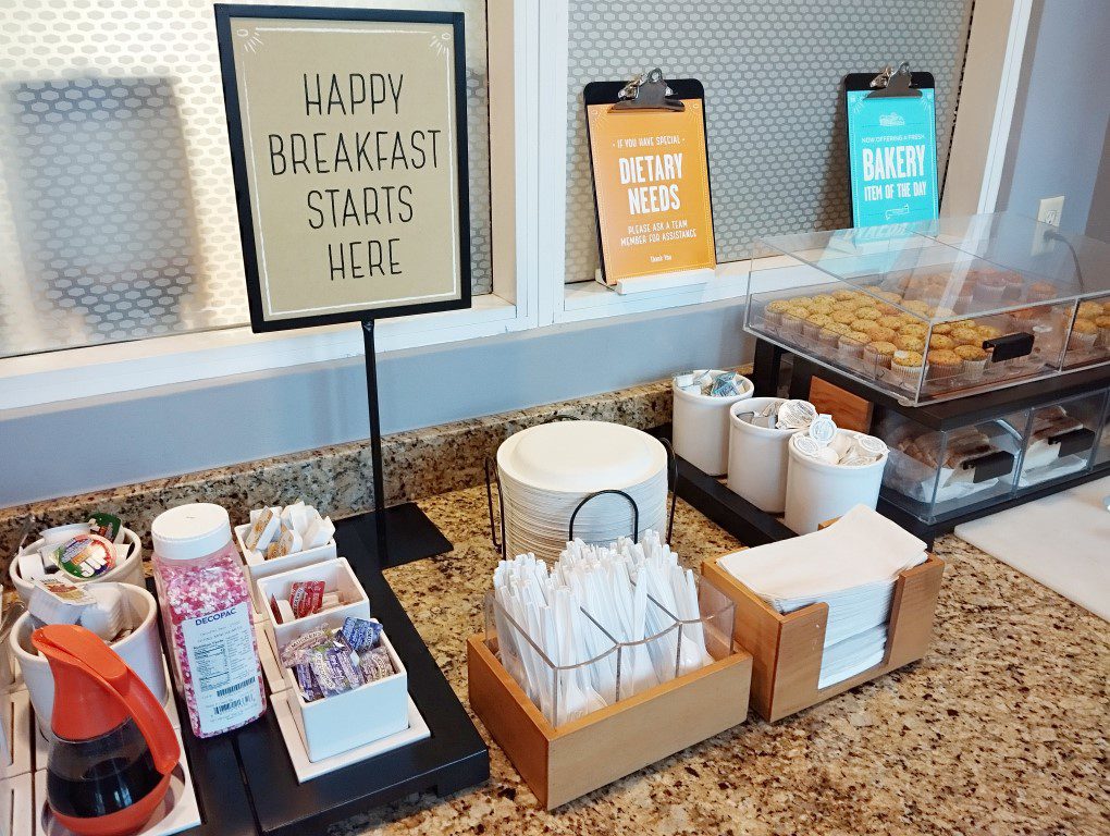 Hampton Inn & Suites Charlotte Arrowood Road Review - Hot Breakfast Buffet Muffins and Toppings