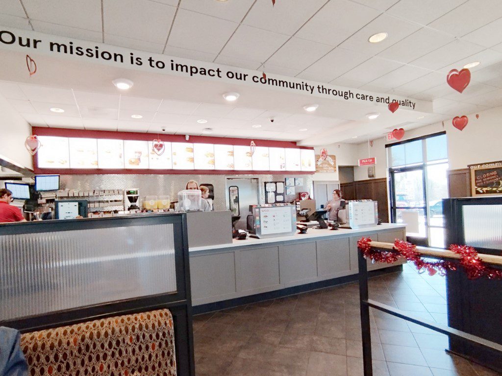 Clean and white premise inside Chick-fil-A