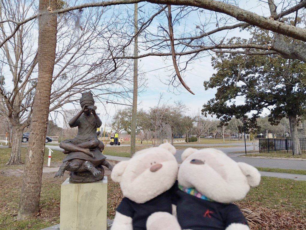 Boy on Turtle Statue near Story Walk Jacksonville