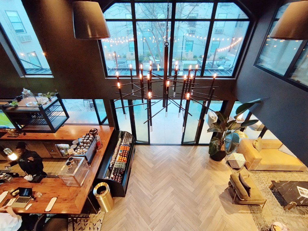 Lobby of The Darwin Hotel Atlanta as seen from the second level