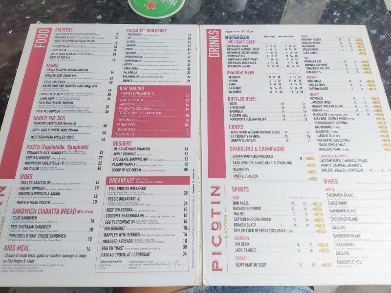 Picotin Brewhaus Beer "O" Clock Katong - Food Menu