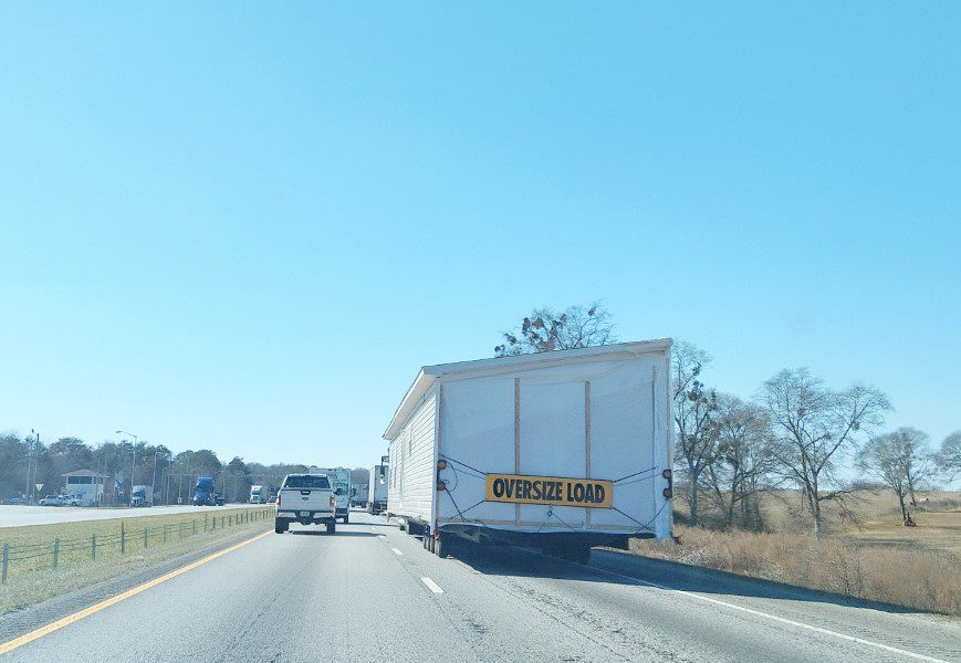 Trailers that transported whole apartments enroute from Charlotte North Carolina to Georgia Atlanta