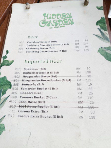 Hidden Garden by the Sea Menu - Beers