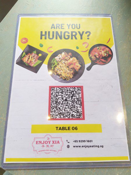 Using QR code to order at The Canteen by Enjoy at Kam Leng Hotel Jalan Besar