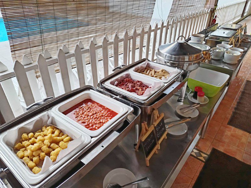 Impiana Hotel Ipoh Buffet Breakfast - Western selection of tater tots, sausage, ham and beans