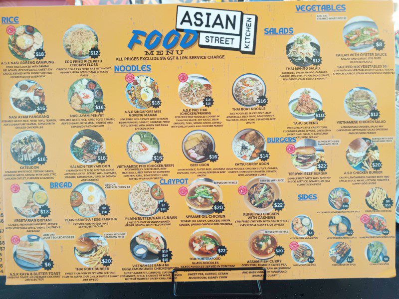 Asian Street Kitchen Changi Airport Terminal 2 Food Menu