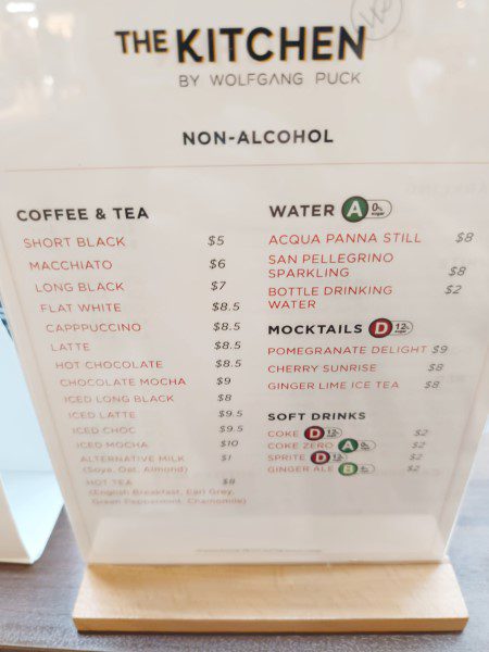 The Kitchen by Wolfgang Puck Drinks Menu at Changi Airport Terminal 3