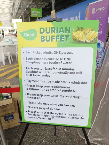 Rules of Durian Buffet at Giant Tampines