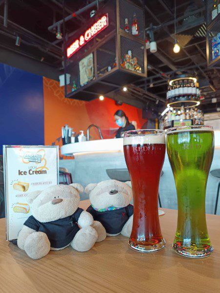 Asian Street Kitchen Priority Pass Review - Red Dot Green Monster Lager and IPA ($18 each)