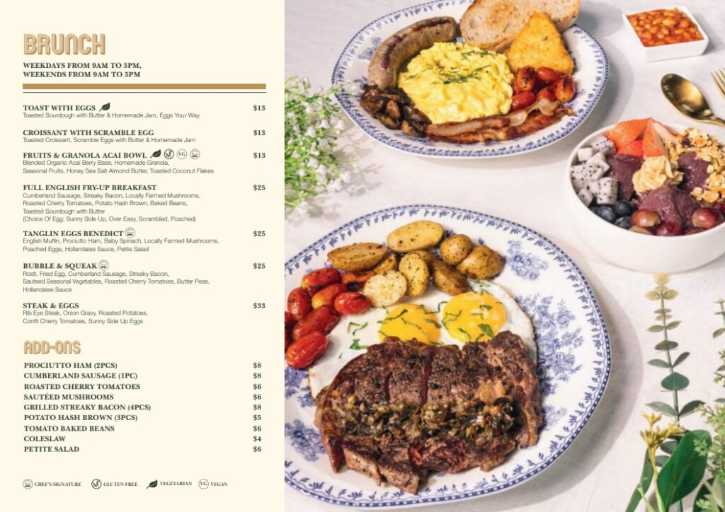 Tanglin Cookhouse Menu - Brunch