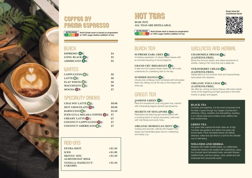 Tanglin Cookhouse Menu - Coffee & Tea